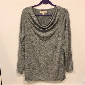 Michael Kors Gray Cowl Neck Long Sleeve Top